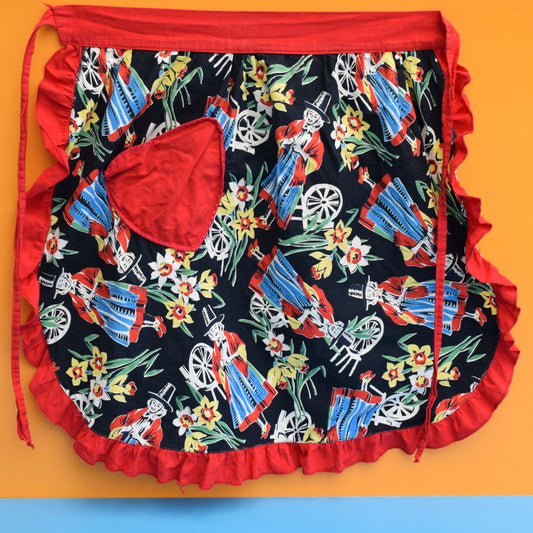 Vintage 1950s Half Apron- Welsh - Red & Black by Pineapple Retro