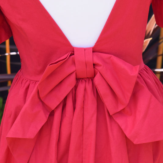 Vintage 1980s Laura Ashley Dress - Red - Size 12 by Pineapple Retro