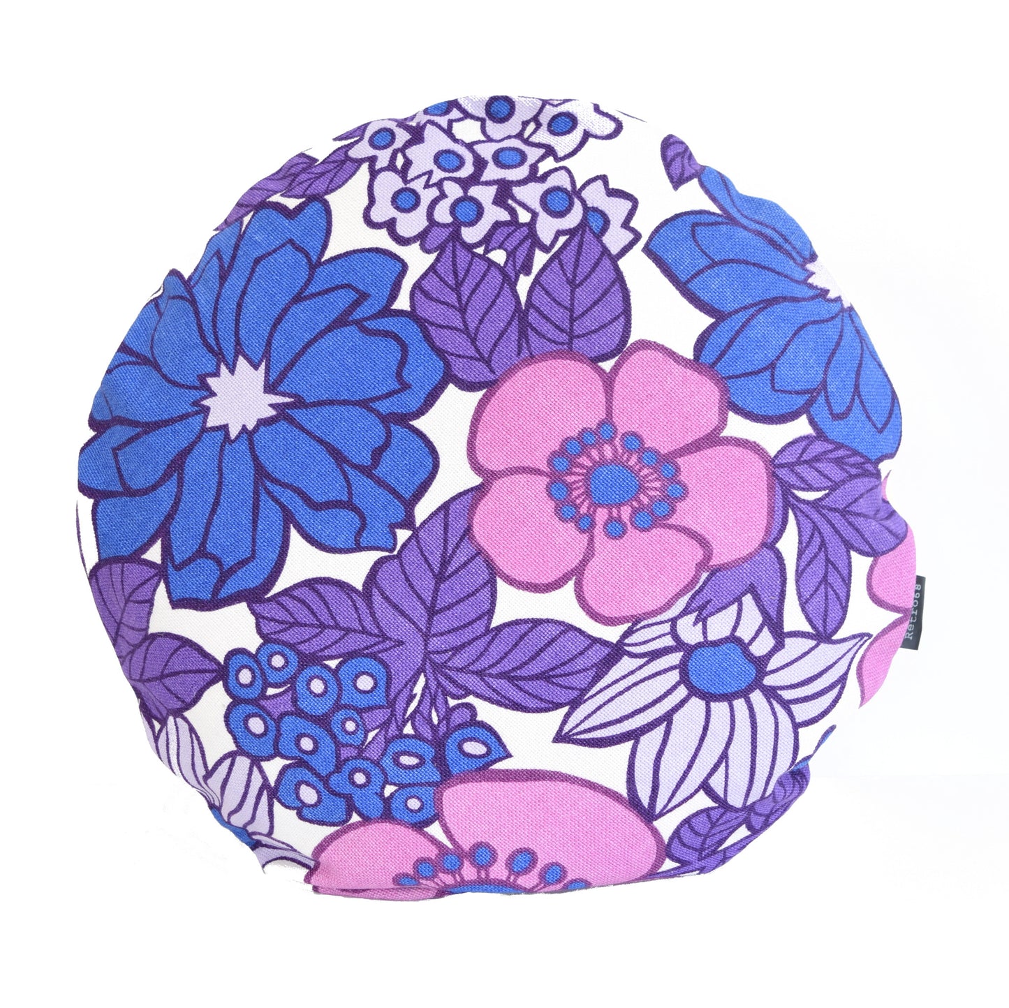 Vintage flower power purple cushion- round