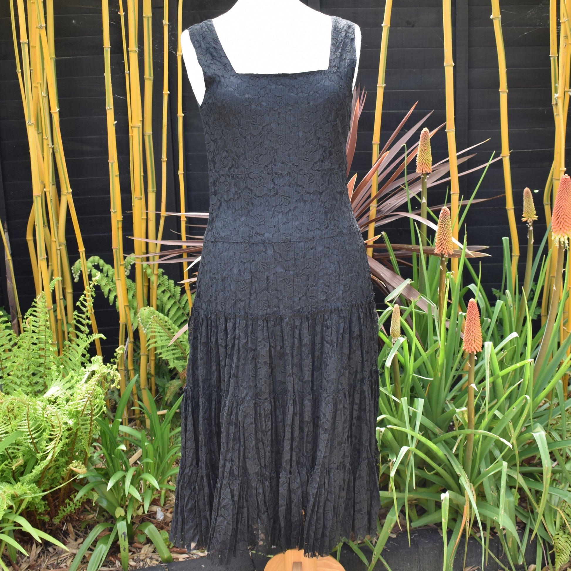 Vintage 1980s Lace Dress -Black - Size 12 by Pineapple Retro