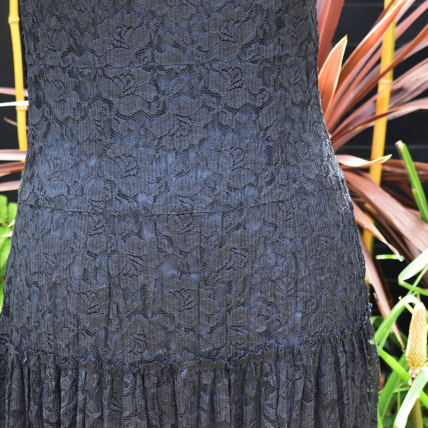 Vintage 1980s Lace Dress -Black - Size 12 by Pineapple Retro