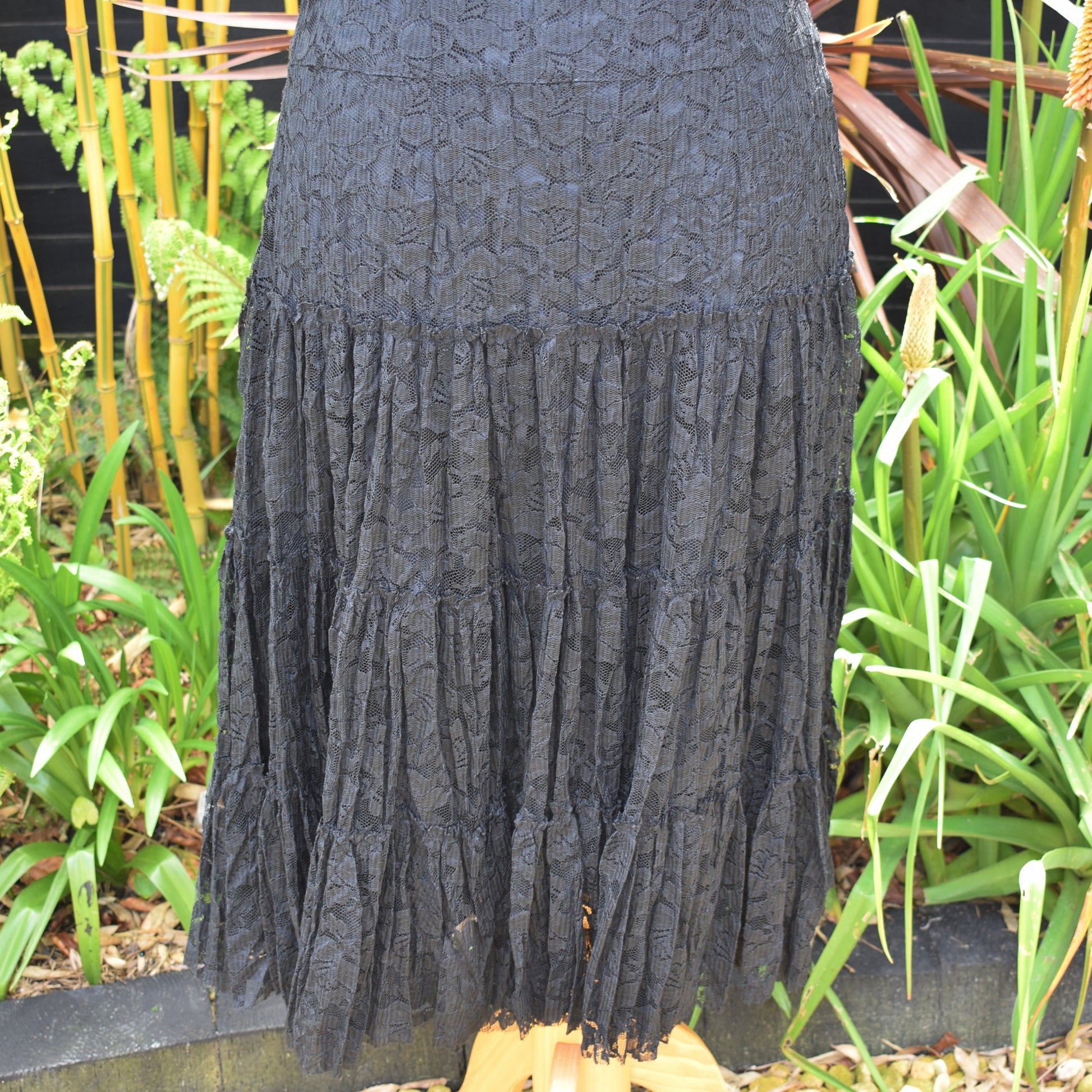 Vintage 1980s Lace Dress -Black - Size 12 by Pineapple Retro
