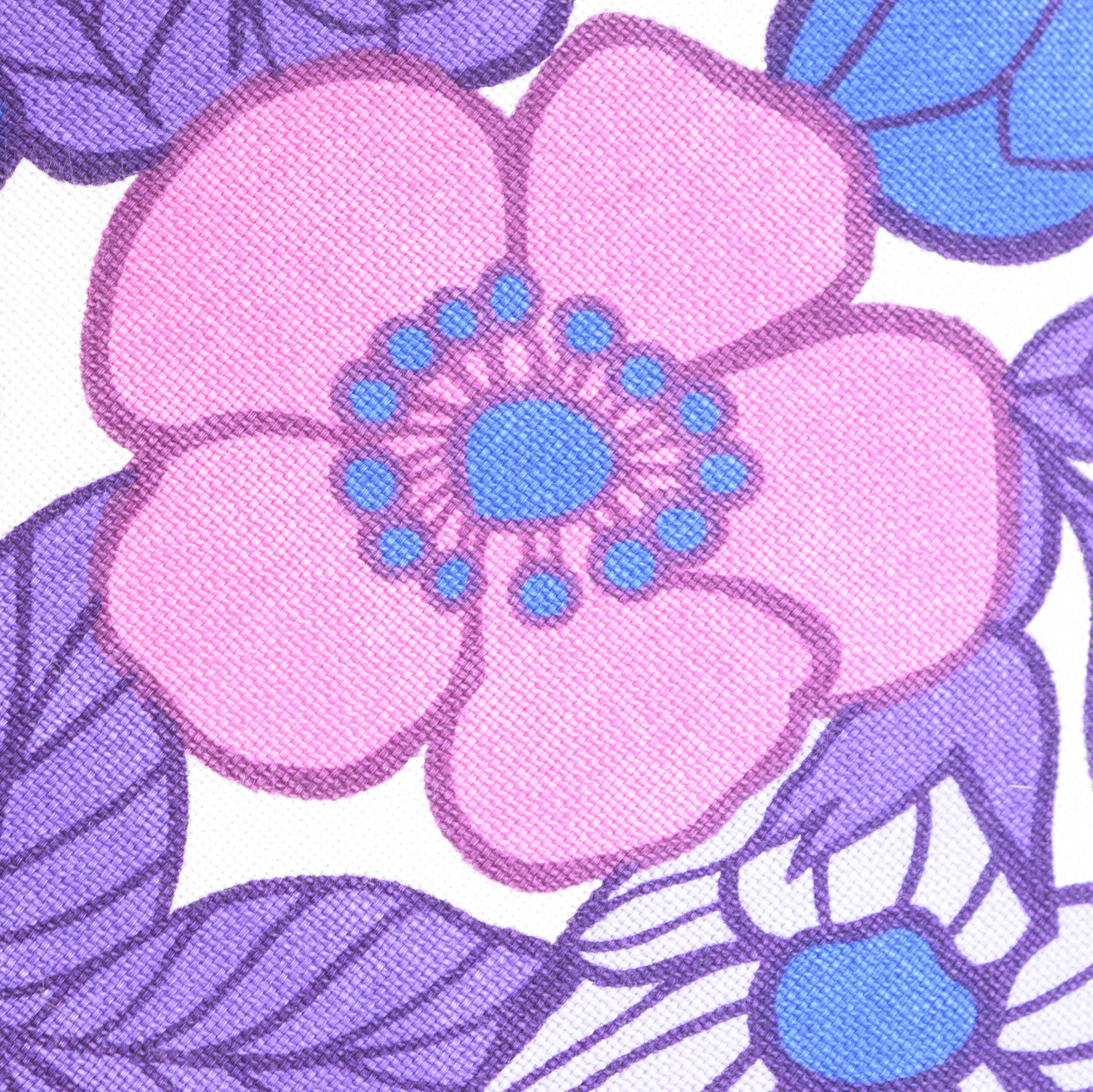 round purple flower power cushion vintage