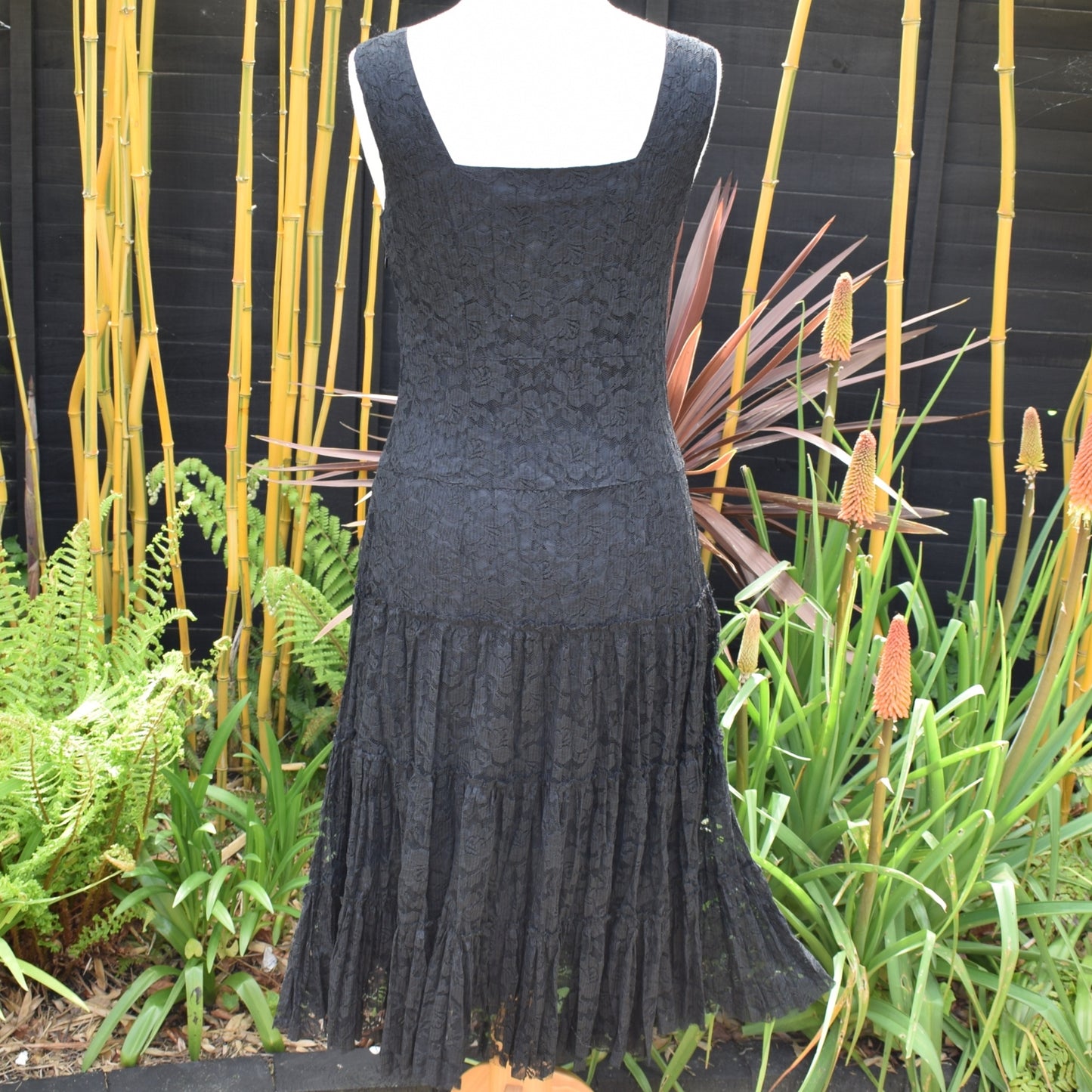 Vintage 1980s Lace Dress -Black - Size 12