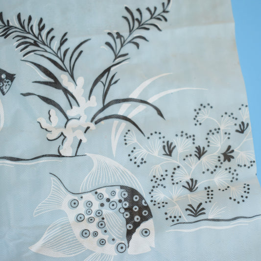 Vintage 1950s Plastic Bathroom Curtain - Fish by Vintage