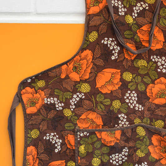 Vintage 1970s M&S Apron - Poppy - Orange & Brown by Vintage