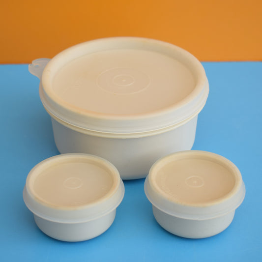 Vintage 1970s Plastic Tupperware Small Lidded Tubs x3