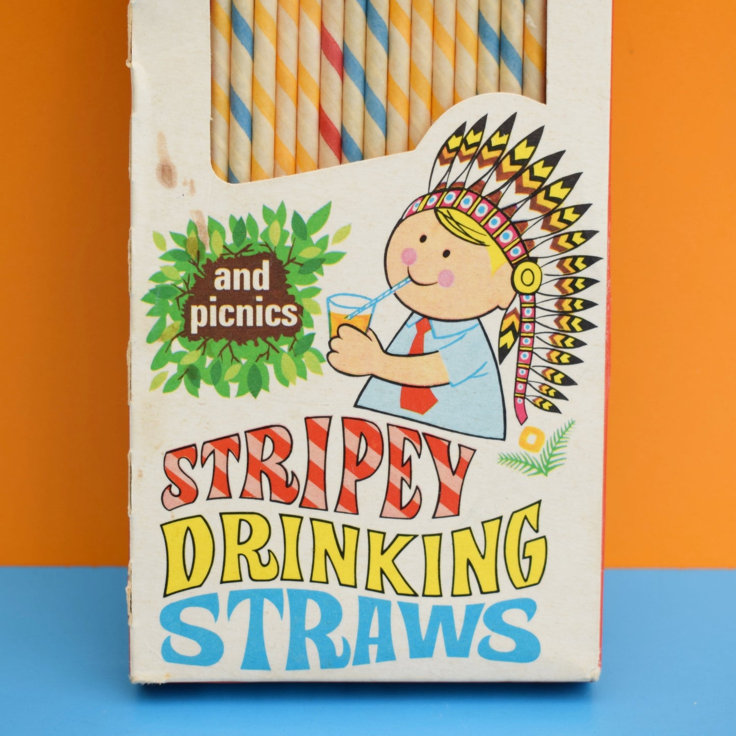 Vintage 1960s Paper Drinking Straws- Boxed
