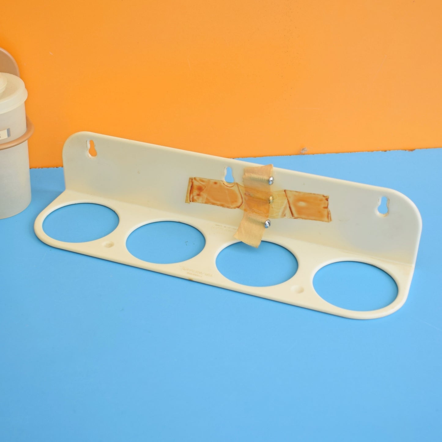 Vintage 1960s Plastic Tupperware Spice Rack/ Pots