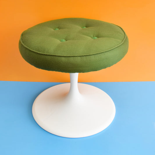 Vintage 1960s Tulip Based Stool - Green Fabric by Pineapple Retro