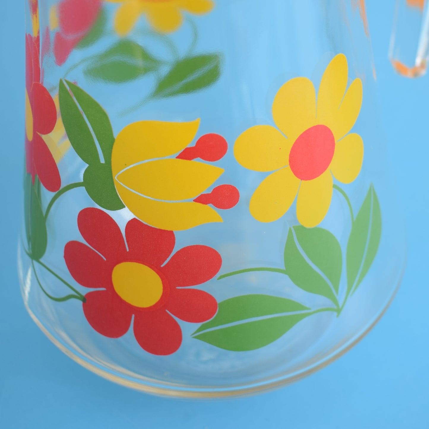 Vintage 1970s Glass Jug - Flower Power