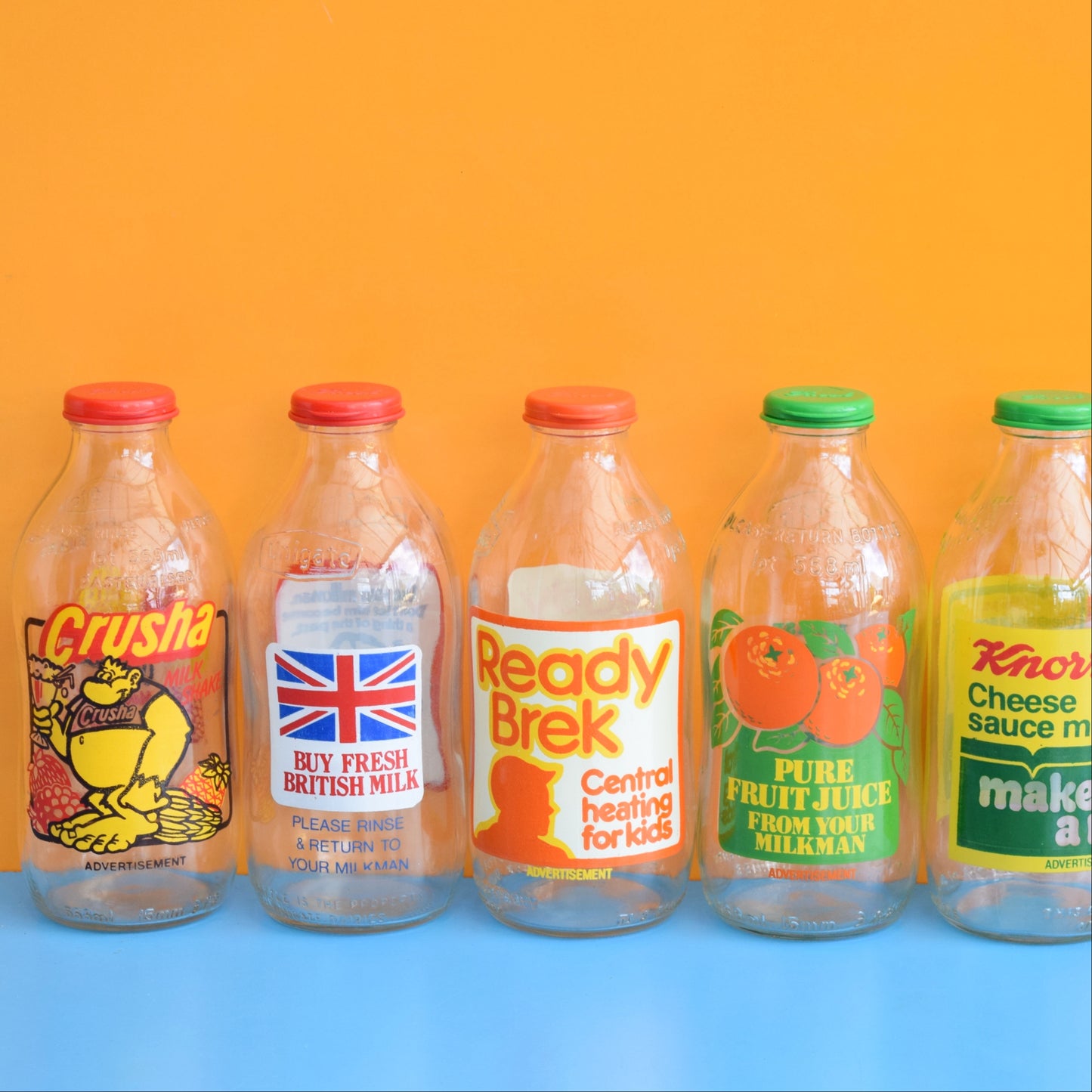 Vintage 1980s Glass Milk Bottles - Reusable