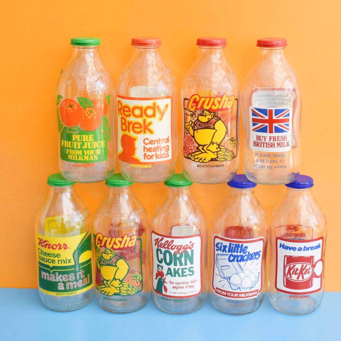Vintage 1980s Glass Milk Bottles - Reusable