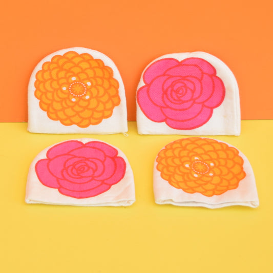 Vintage Laurids Lonborg Egg Cosies- Flower Designs - Orange & Pink