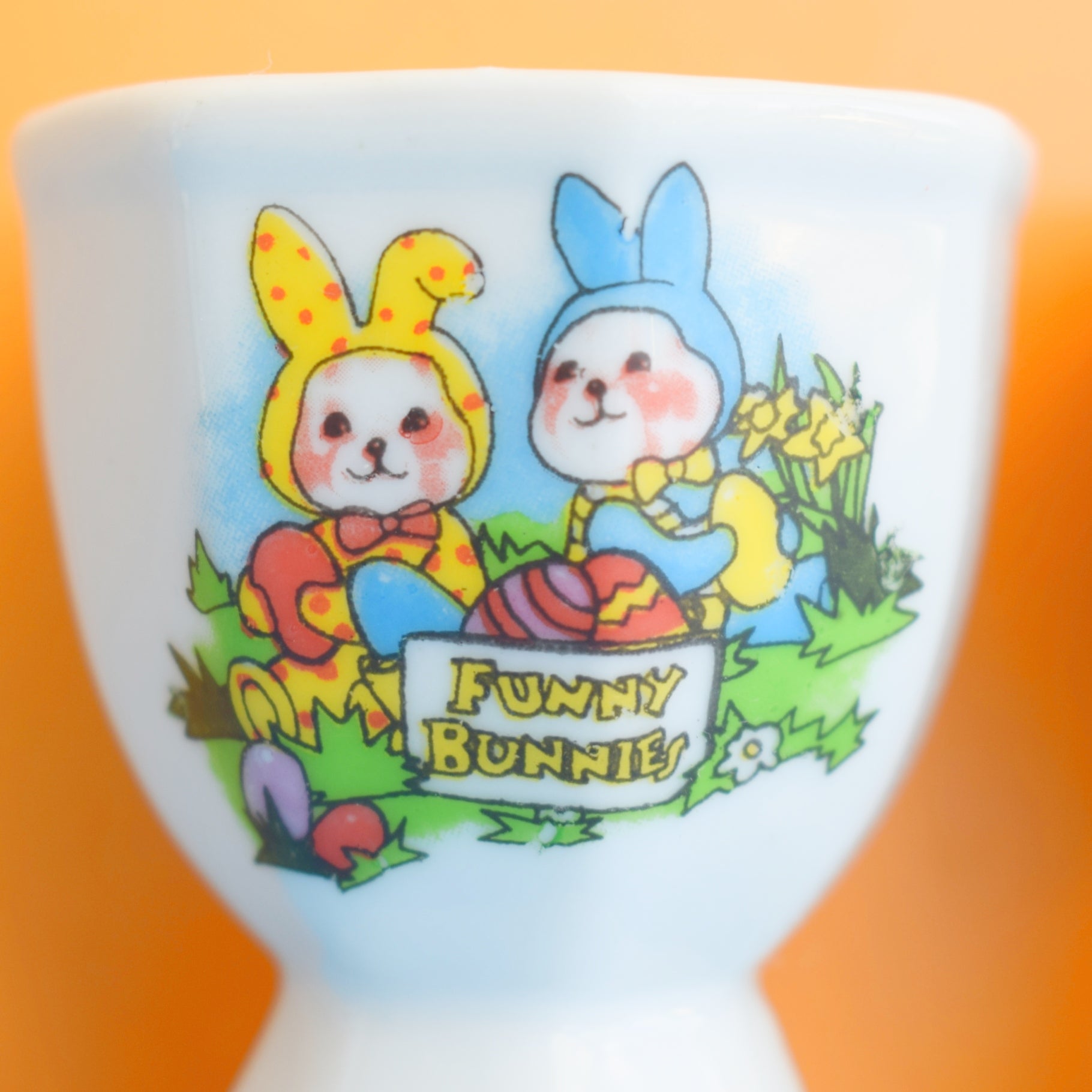Vintage 1980s Egg Cup Pairs - Funny Bunnies by Vintage
