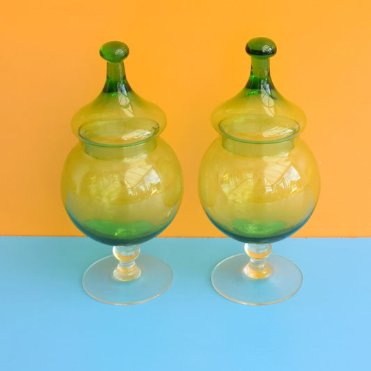 Vintage 1960s Glass Candy Jars - Grass Green by Pineapple Retro