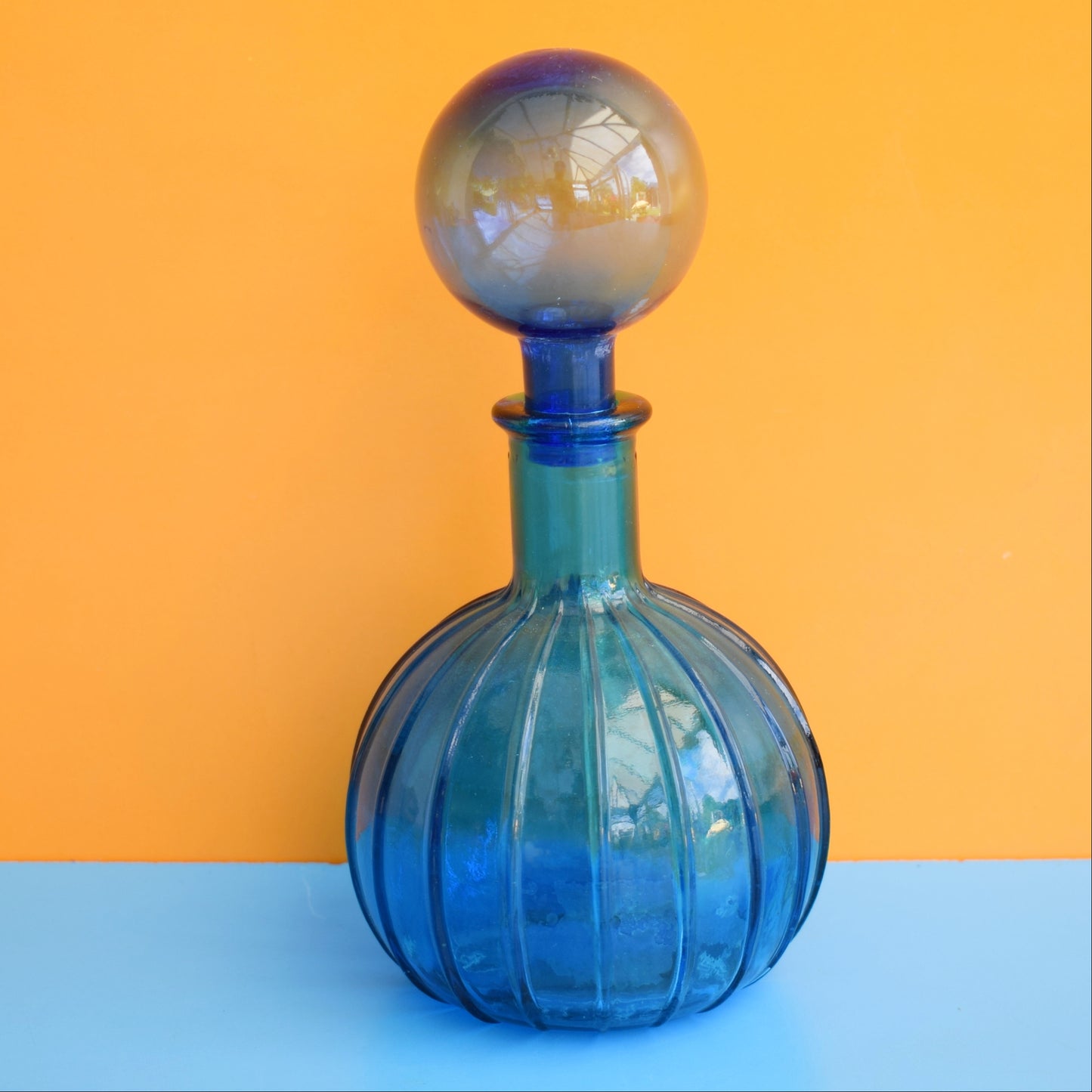 Vintage 1960s Italian Glass Small Bottle - Blue
