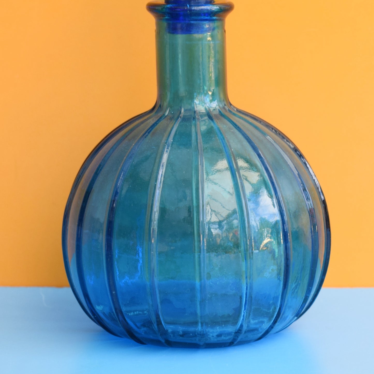 Vintage 1960s Italian Glass Small Bottle - Blue