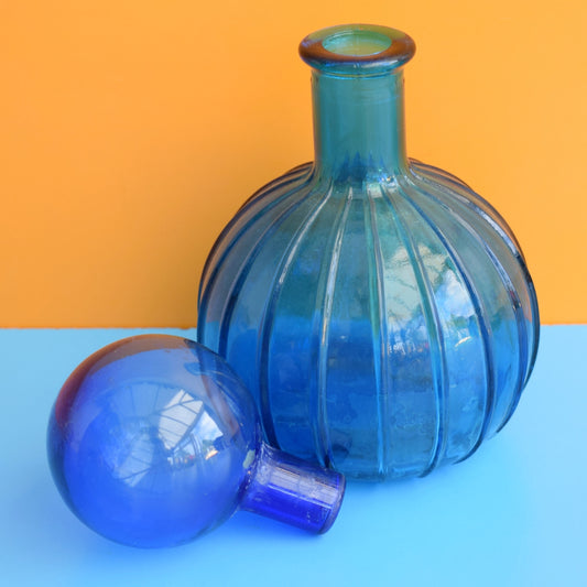 Vintage 1960s Italian Glass Small Bottle - Blue