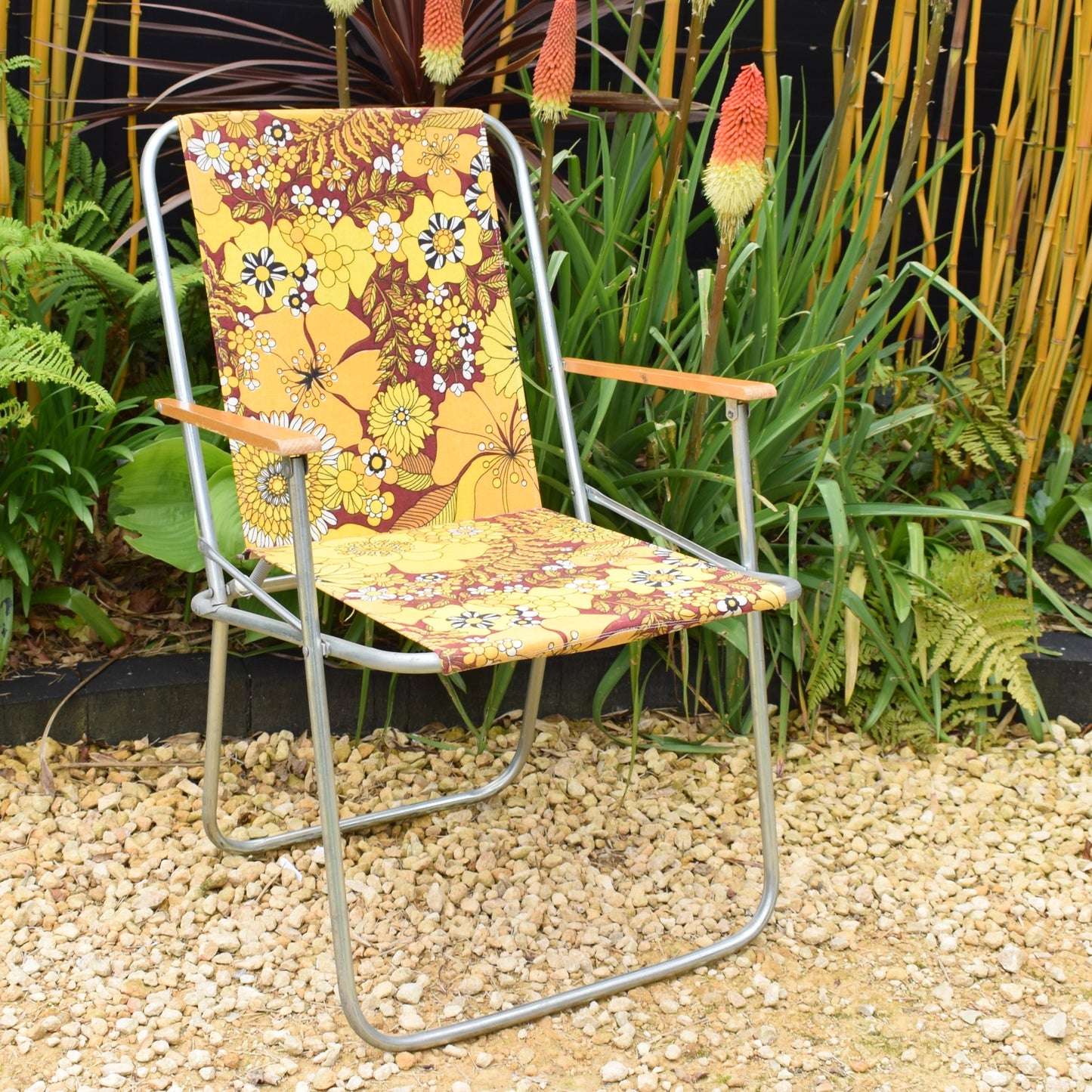 Vintage 1960s Garden Chair -Flower - Yellow by Vintage