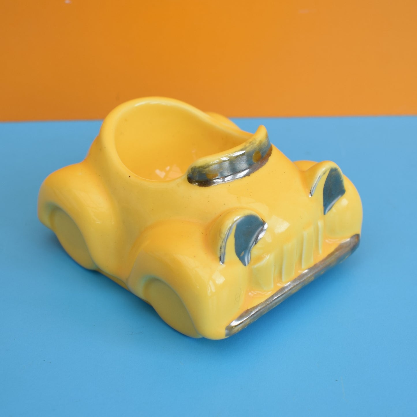 Vintage 1960s Ceramic Car Egg Cup - Honiton - Yellow