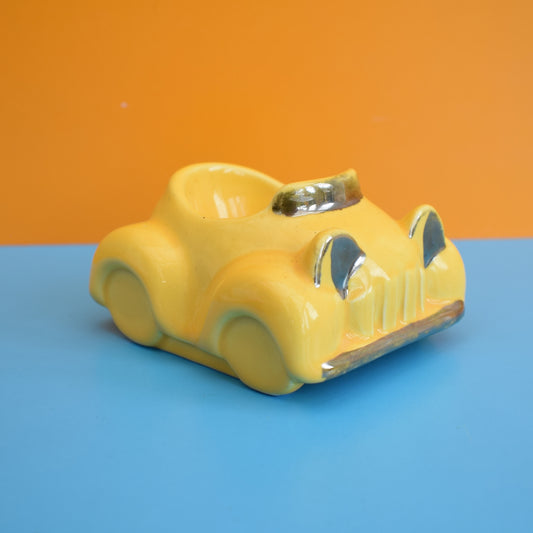 Vintage 1960s Ceramic Car Egg Cup - Honiton - Yellow by Vintage