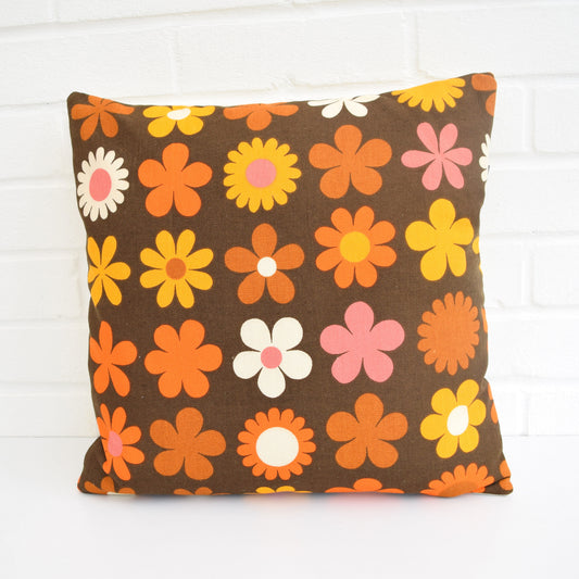Vintage 1960s Cushion & Pad - Genia Sapper Heidi Flower Power, Orange