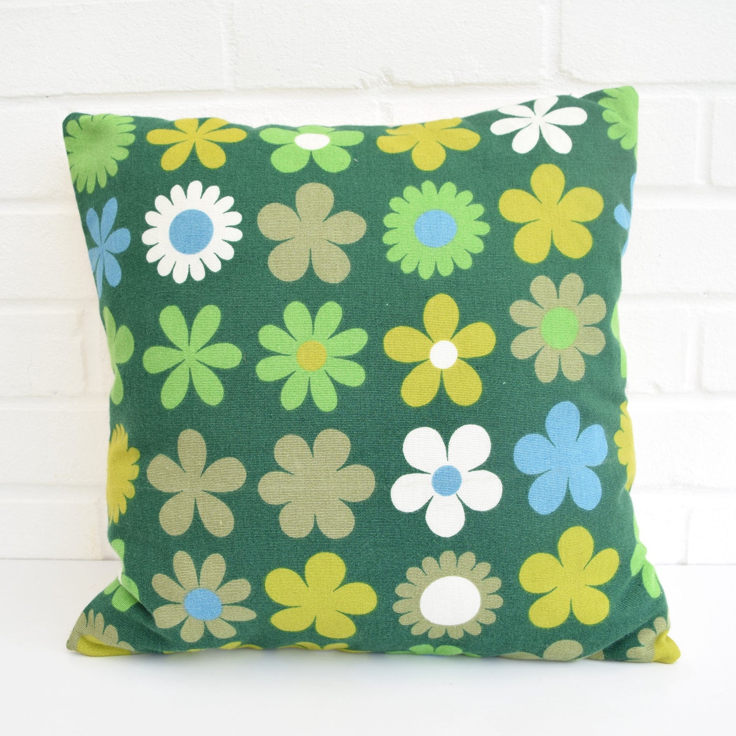 Vintage 1960s Cushion & Pad - Genia Sapper Heidi Flower Power, Green