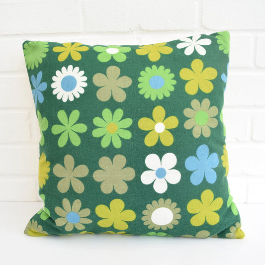 Vintage 1960s Cushion & Pad - Genia Sapper Heidi Flower Power, Green