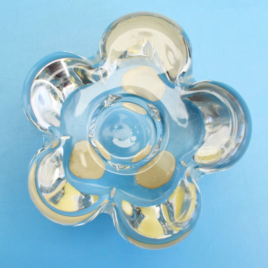 Vintage 1950s Crystal Flower Candle Holders - Daum France by Vintage