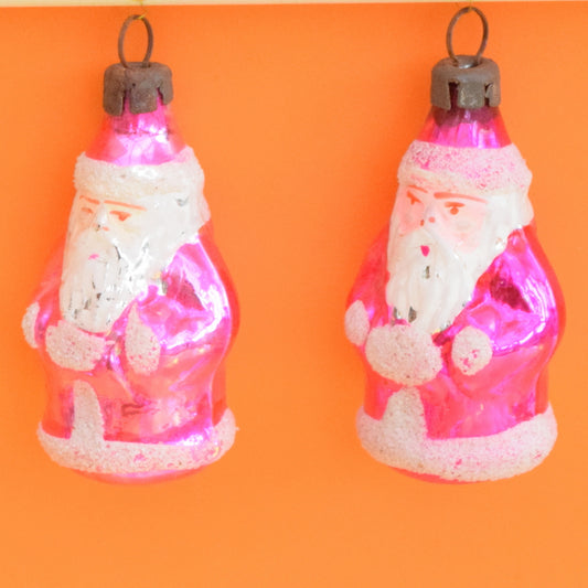 Vintage 1950s Fine Glass Father Christmas / Santa Christmas Bauble / Decoration - Pink