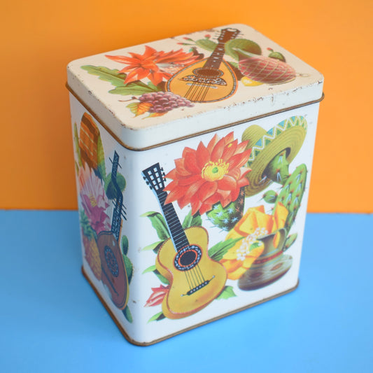 Vintage 1960s Cactus Print Tin