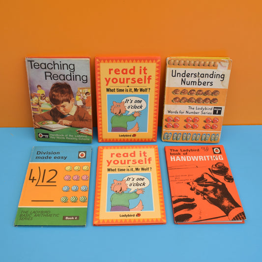 Vintage Ladybird Books - Educational - Numbers, Multiplication, French Telling Time, Reading