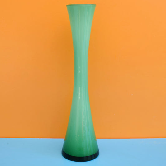 Vintage 1960s Cased Glass Vase - Turquoise