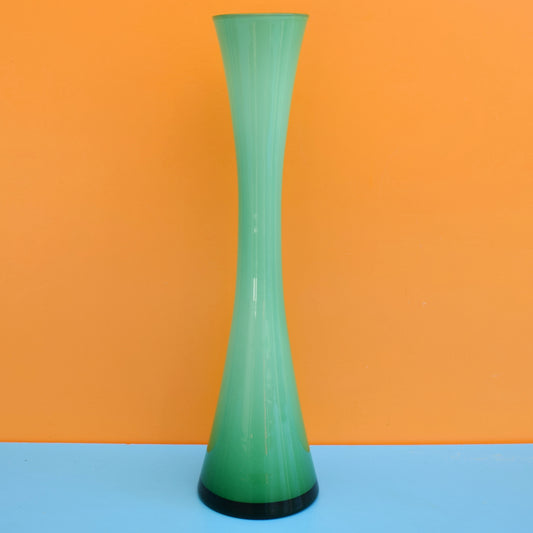 Vintage 1960s Cased Glass Vase - Turquoise by Pineapple Retro