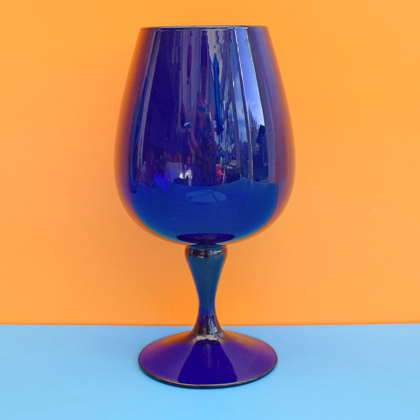 Vintage 1960s Quality Bristol Blue Goblet Vase