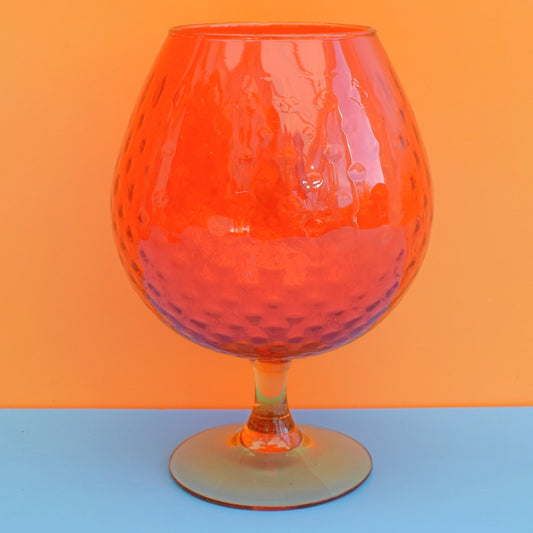 Vintage 1960s Brandy Glass Goblet Vase - Orange