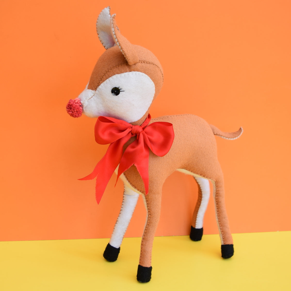Handmade Felt Deer / Bambi - Pom Pom Nose