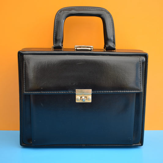 Vintage 1950s Leather Vanity Case - Black by Vintage