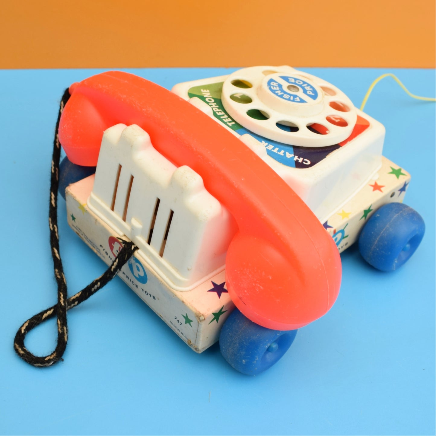 Vintage 1960s kitsch Plastic Fisher Price Chatter Phone Pull Along
