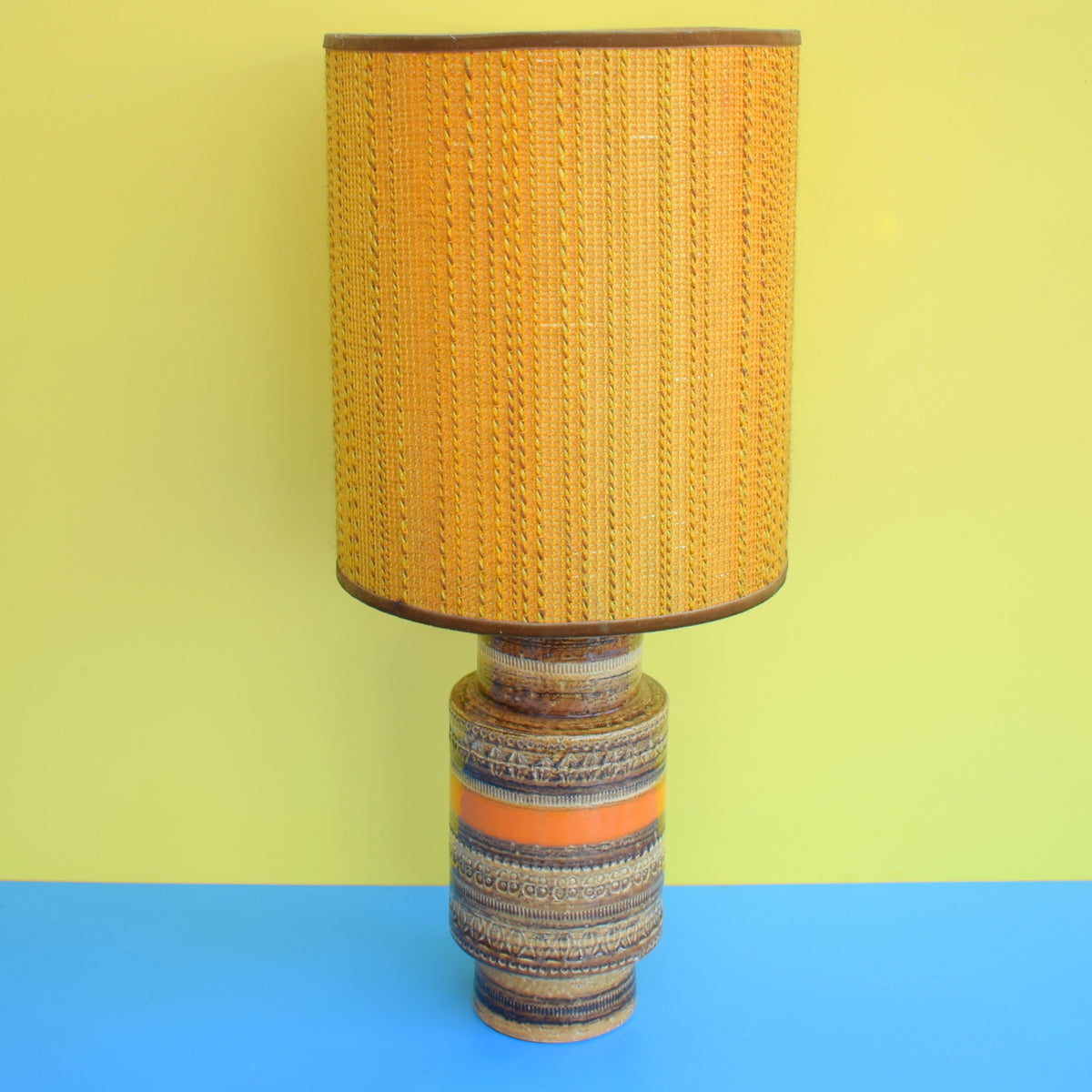 Vintage 1960s Bitossi Italian Ceramic Lamp Base - Brown & Orange