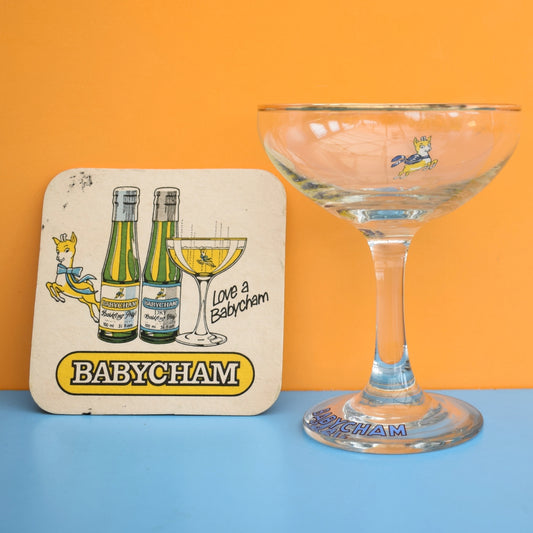 Vintage 1970s Babycham Sq Coaster & Glass by Pineapple Retro