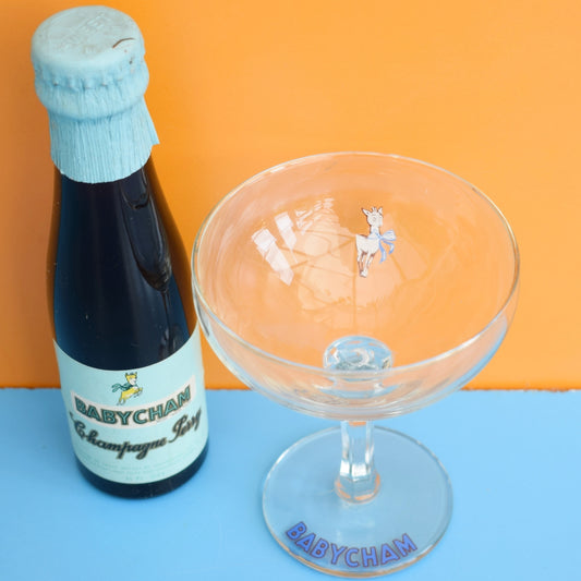 Vintage 1960s Babycham Bottle & Glass by Pineapple Retro