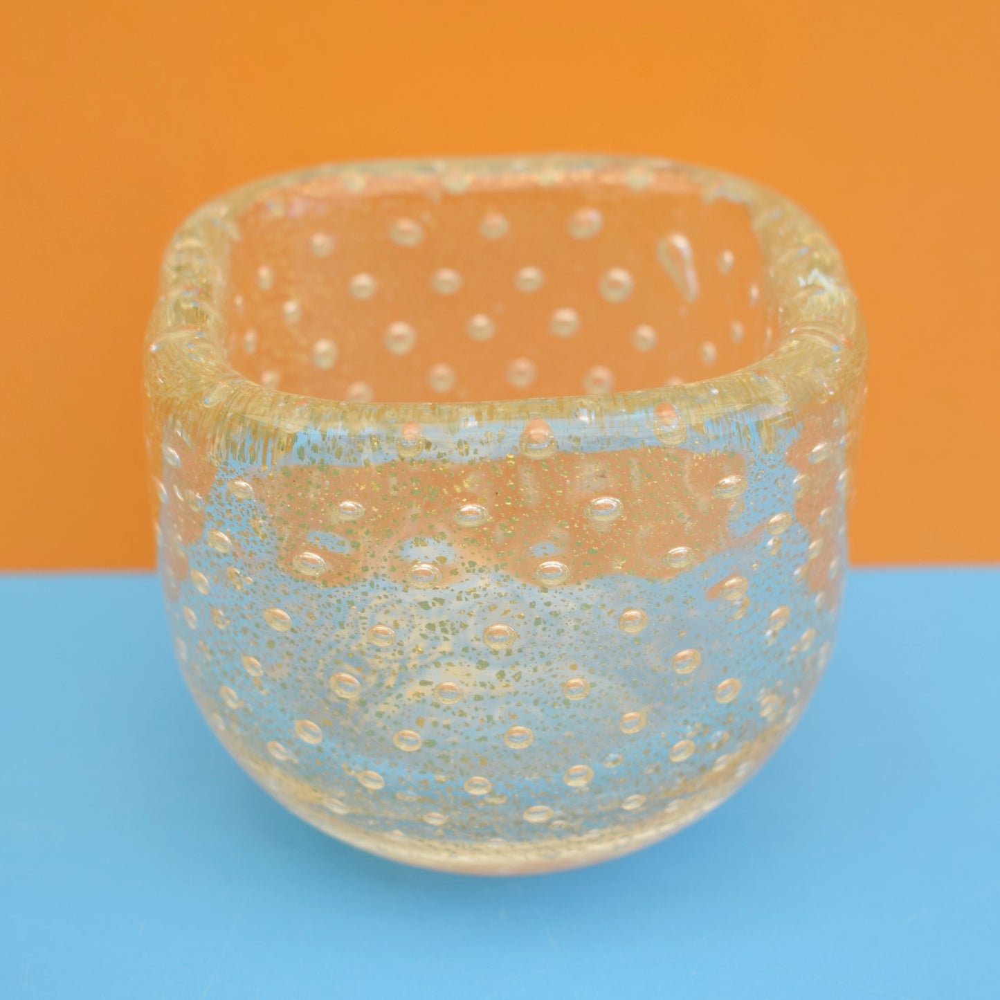 Vintage 1950s Italian Tiny Bubble Bowl - Gold Inclusions