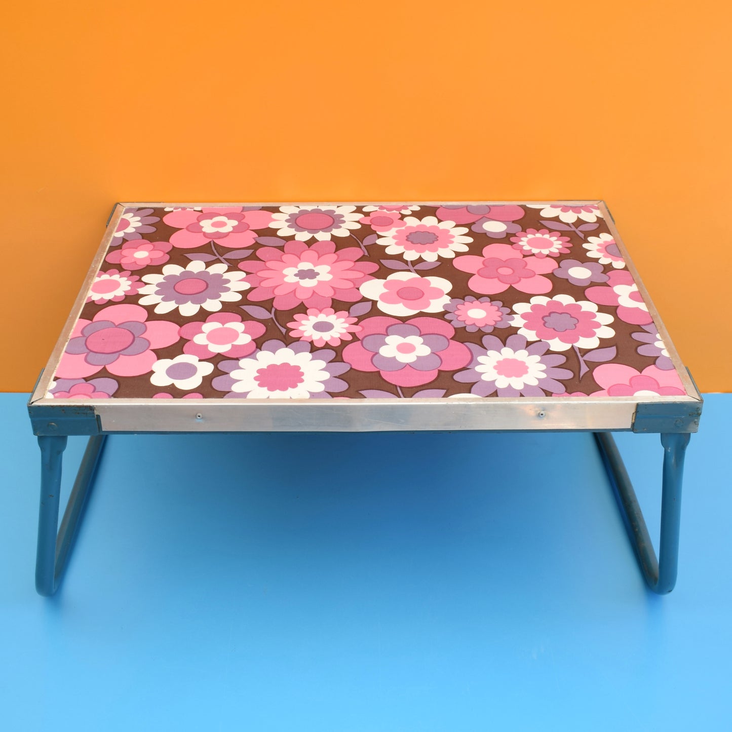 Vintage 1960s Folding Low Table - Flower Power - Purple