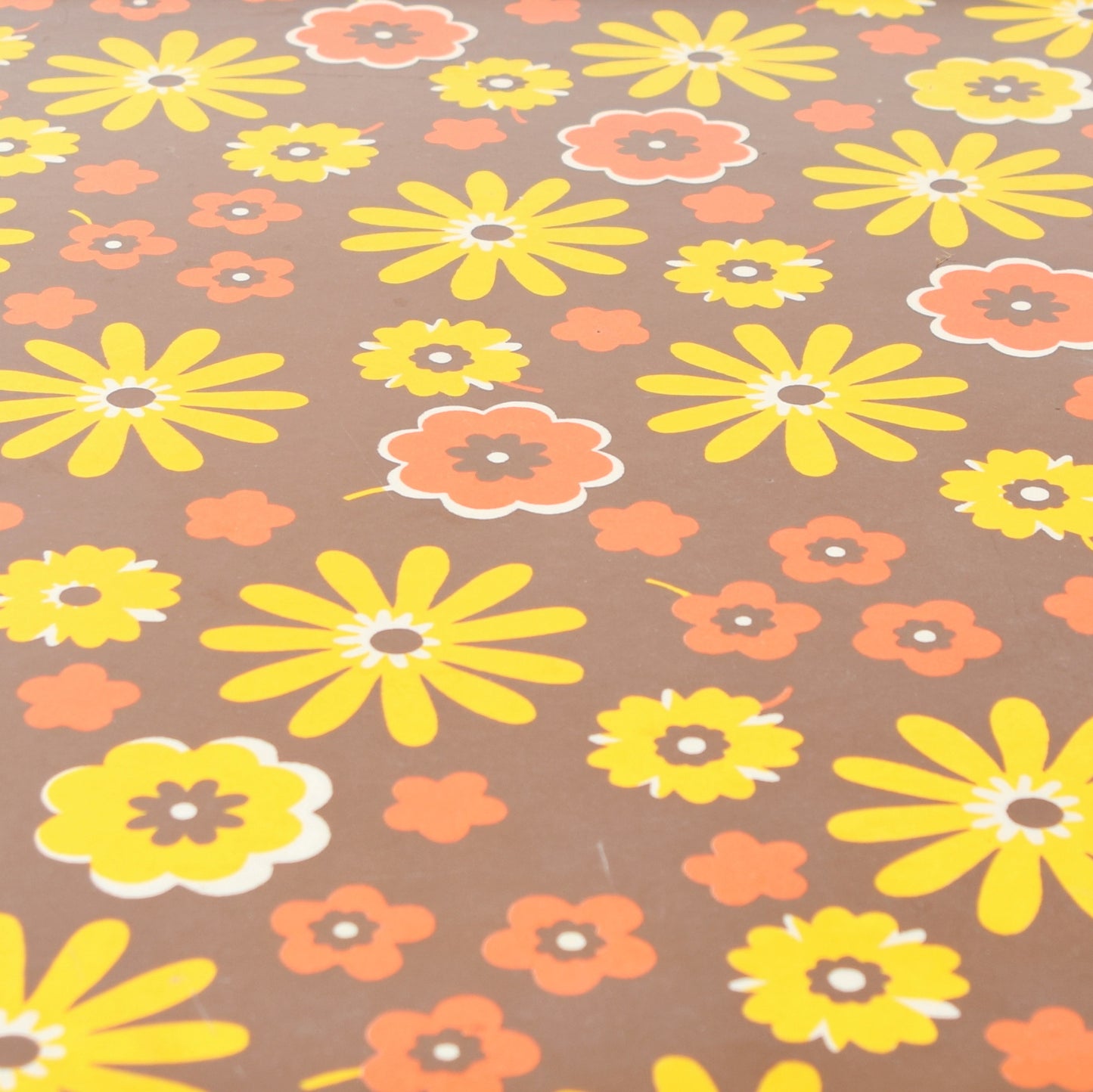 Vintage 1960s Folding Table - Camping, Glamping - Flower Power Design, Yellow, Brown