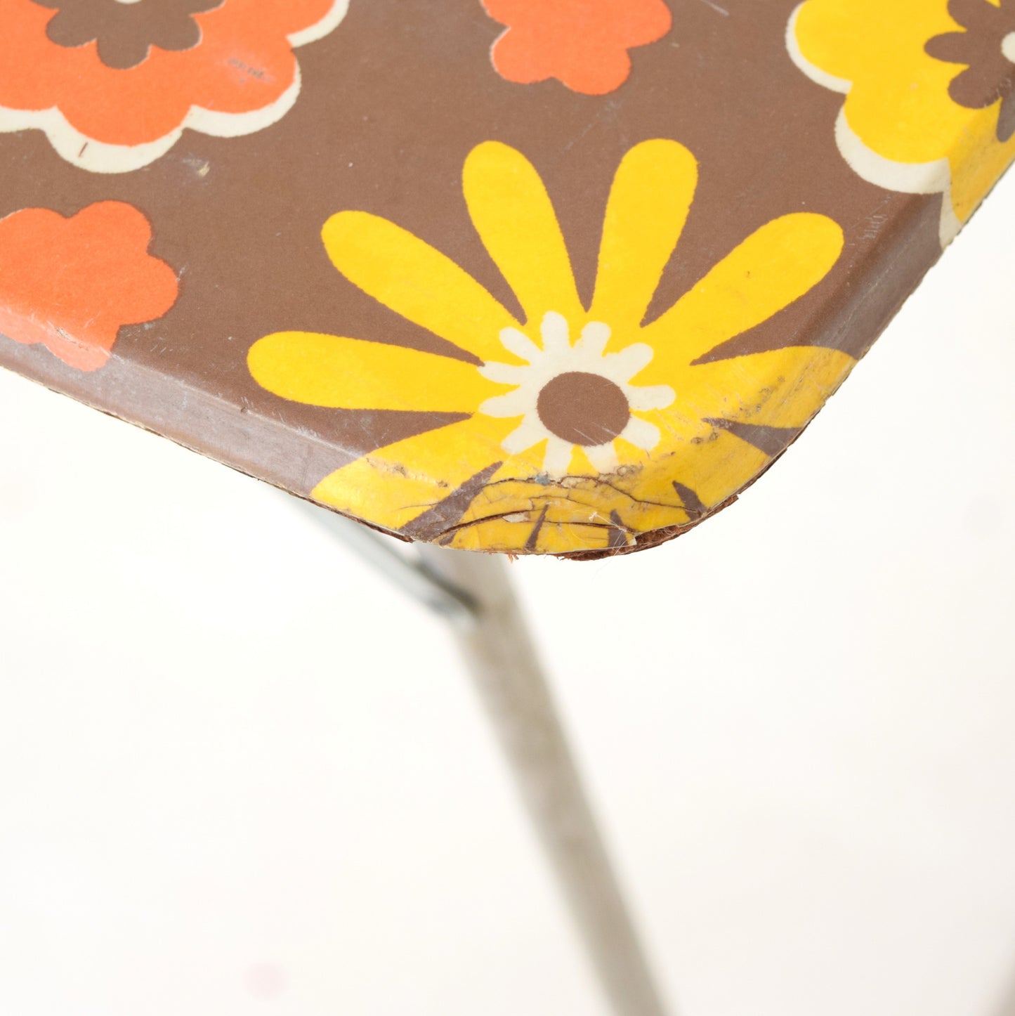 Vintage 1960s Folding Table - Camping, Glamping - Flower Power Design, Yellow, Brown