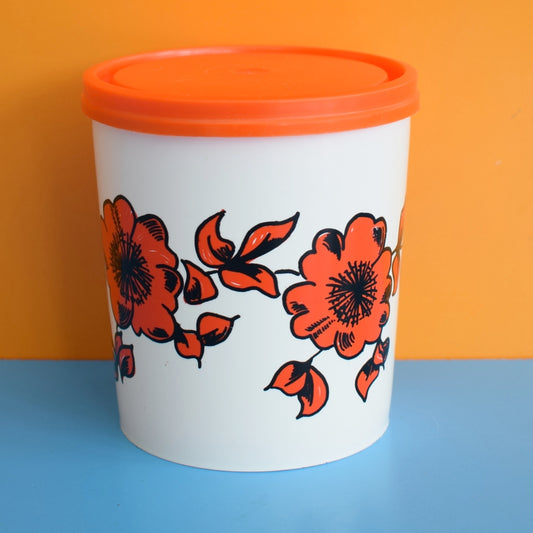 Vintage 1970s Plastic Lidded Tub - Flowers by Pineapple Retro
