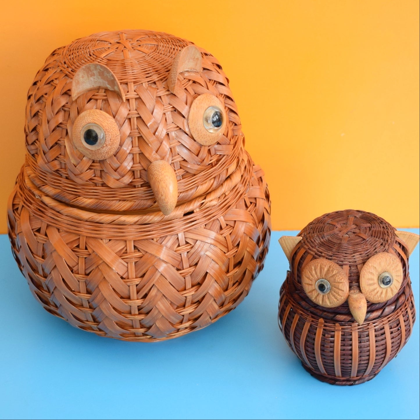 Vintage 1970s Kitsch Owl Shaped Containers by Pineapple Retro