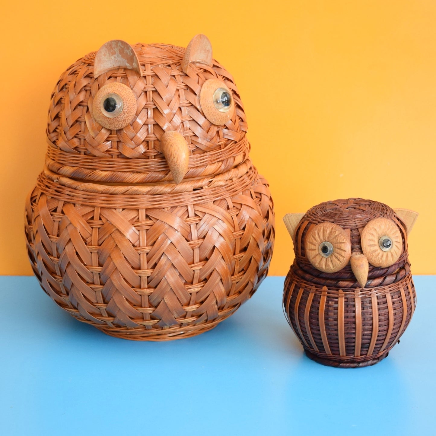 Vintage 1970s Kitsch Owl Shaped Containers by Pineapple Retro